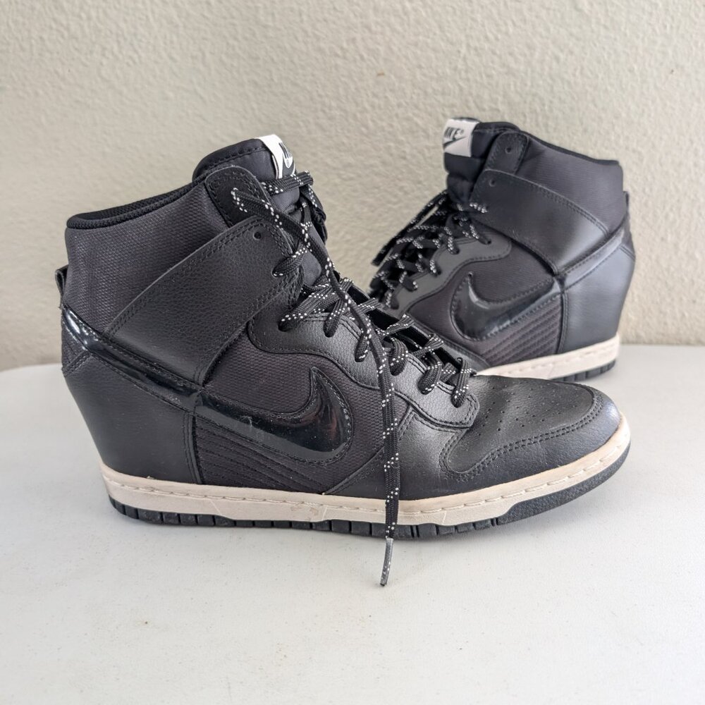 W Size 10 - Nike Dunk Sky Hi Essential Hidden Wedge Heel Sneakers Black Shoes